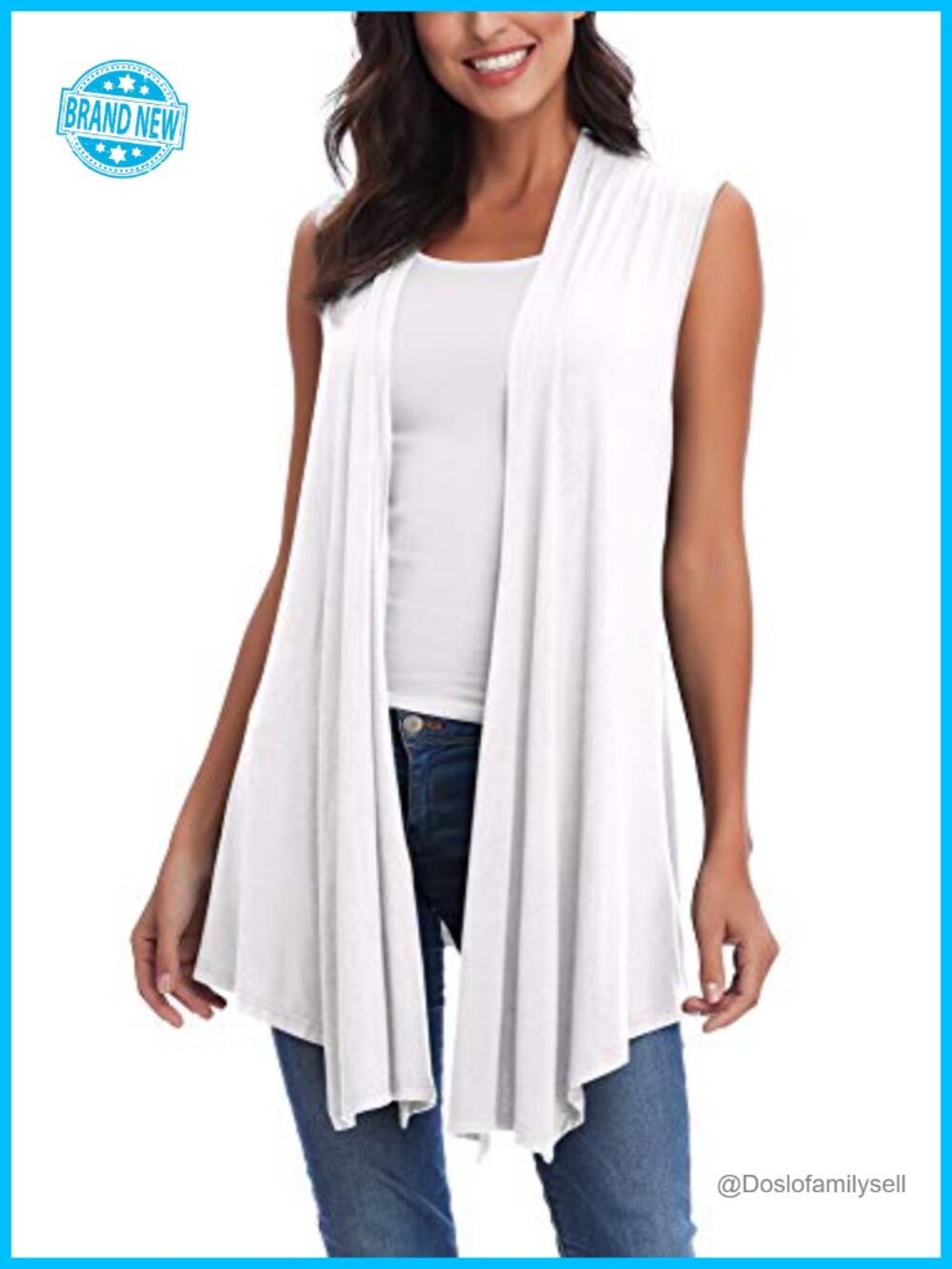Sleeveless Open Front Draped Asymmetric Hem Cardigan Vest